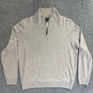 100% Cashmere 1/4 Zip Sweater in a Heathered Oatmeal Color - Men's Size XL - EUC